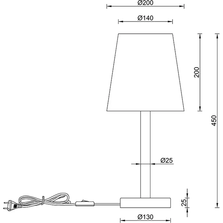 Tischleuchte, nickel-matt, Textil, weiß, E14, H 45 cm – Bild 9