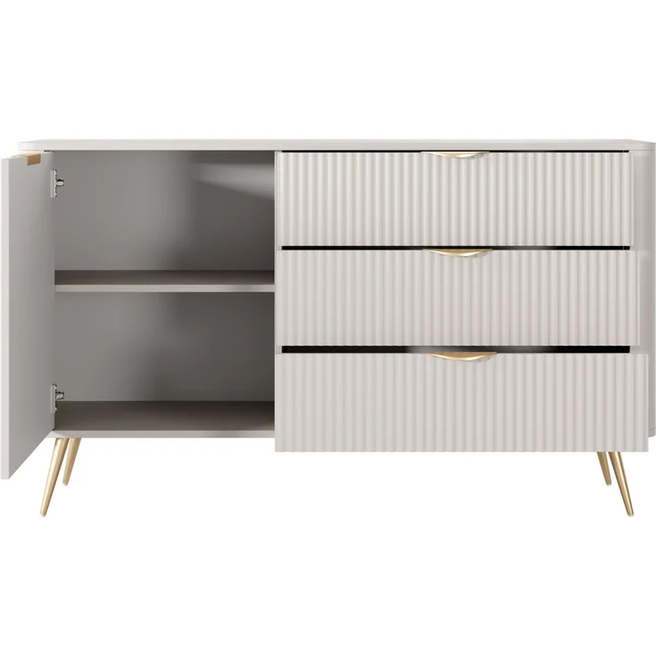 AX LIVING Modern Schubladen Sideboard Vespasia 138 T3S – 138,2cm Beige – Bild 4