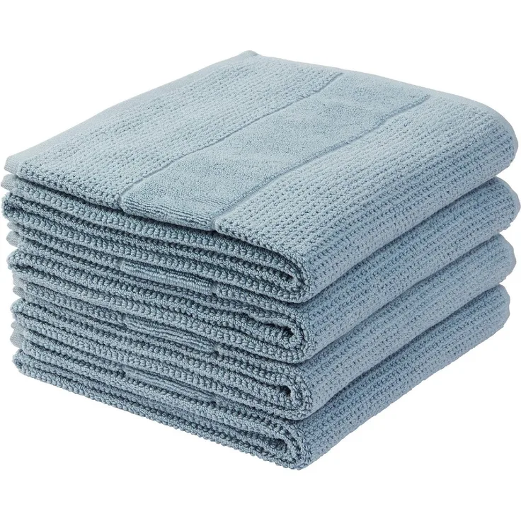 Schiesser Handtücher Turin im 4er Set aus 100% Baumwolle, nachhaltig und fair produziert, Farbe:Rauchblau, Größe:50x100 cm