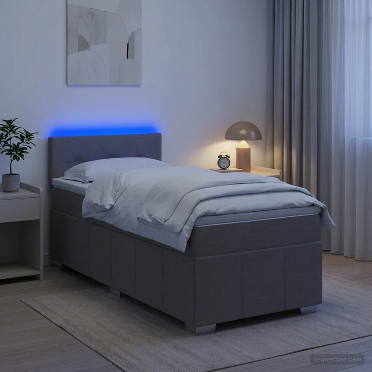 vidaXL Boxspringbett mit Matratze Taupe 100 x 200 cm Stoff 3452611 – Bild 1