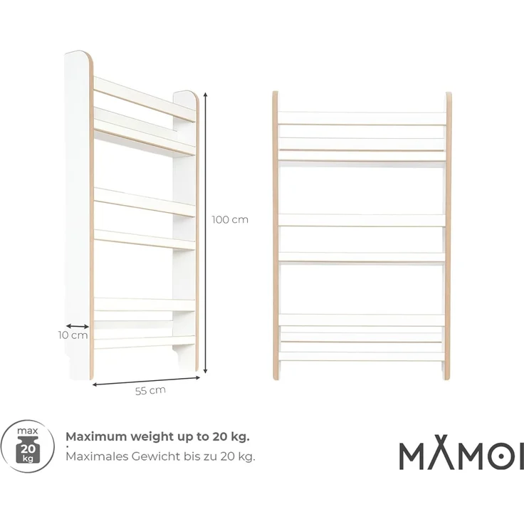 MAMOI® Kinderbücherregal aus Holzwerkstoff – Bücherkiste, Kinderbücherregal, Bücherregal für Kinderzimmer, Bücherbank, Wandregal, Montessori Kindermöbel – Bild 3