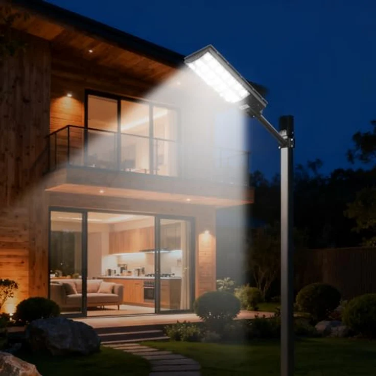 VEVOR Solar Straßenlaterne 450000LM, Straßenlampe 8000W, Solarleuchte mit Dämmerungssensor, LED-Flutlicht mit Bewegungsmelder, IP67 wasserdichte Außenbeleuchtung, für Einfahrt & Hof, 2er-Pack – Bild 8