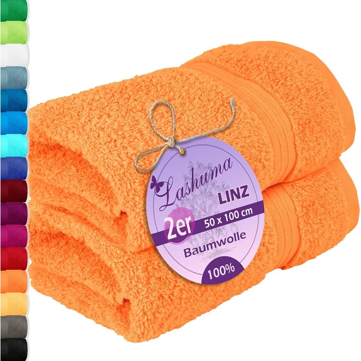Lashuma Handtücher Linz, Frottee (2-St), Frottee Handtücher orange 50x100 cm – Bild 1
