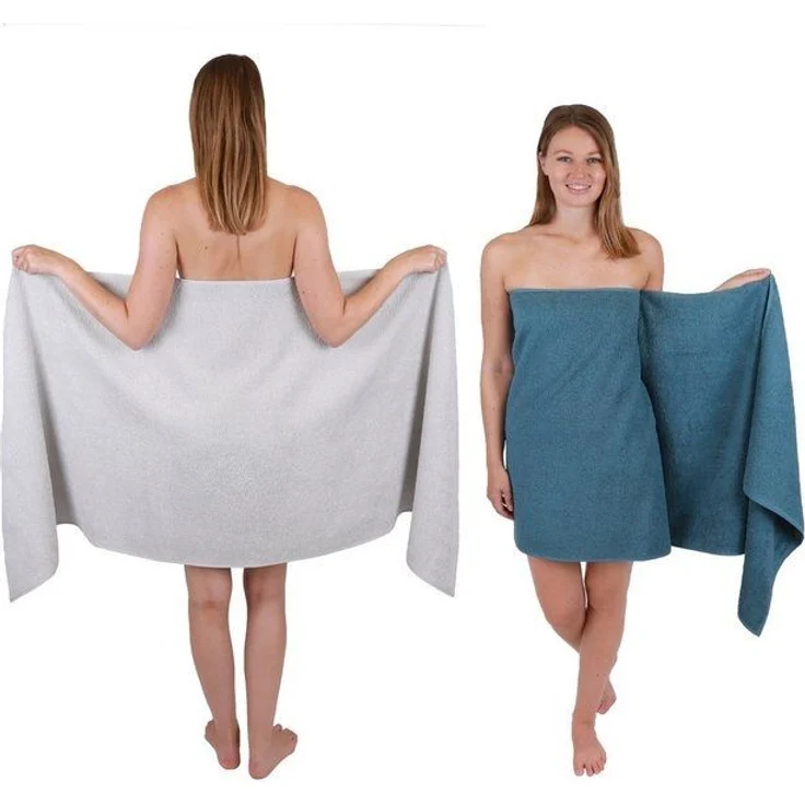 Betz Saunatuch 2 Stück Saunatücher XXL Berlin 70 x 200 cm Silbergrau - Taubenblau, 100% Baumwolle (Set, 2-St) – Bild 4