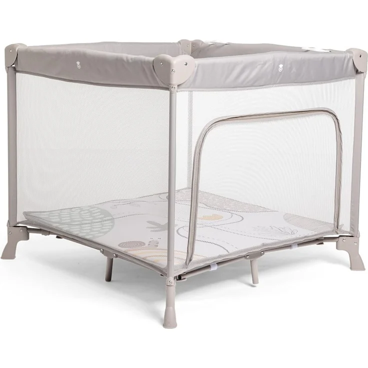 Chicco Open Box Square für Babys und Kleinkinder von der Geburt bis 15 kg, faltbar und kompakt, mit Spielmatte, Mesh-Fenstern, 4 Griffen und Reisetasche, grau – Bild 1