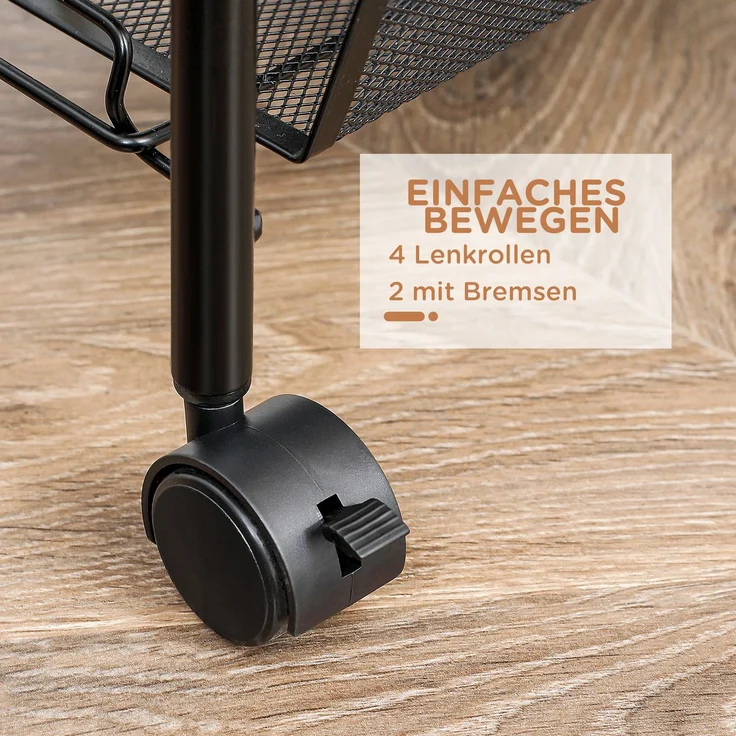 HOMCOM Servierwagen, Stahl, Schwarz, 45L x 26,5B x 106H cm – Bild 6