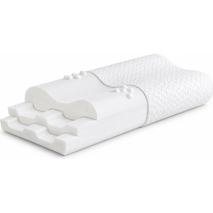 Diyarts Gelschaumkopfkissen, Füllung: Memory Foam, Seiten-, Rücken- & Bauchschläfer, 3-Schichten-System, Nackenkissen, Visco-Kissen, 3-fach höhenverstellbar, Ergonomische Nackenstütze, Massagezonen – Bild 1