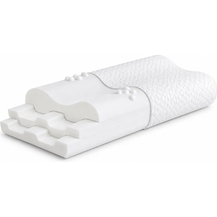 Diyarts Gelschaumkopfkissen, Füllung: Memory Foam, Seiten-, Rücken- & Bauchschläfer, 3-Schichten-System, Nackenkissen, Visco-Kissen, 3-fach höhenverstellbar, Ergonomische Nackenstütze, Massagezonen