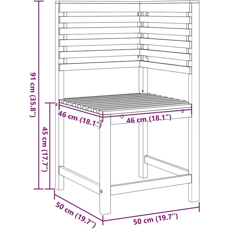 vidaXL Gartenstuhl Braun 50 x 50 x 91cm Massivholz Akazie 4107157 – Bild 8