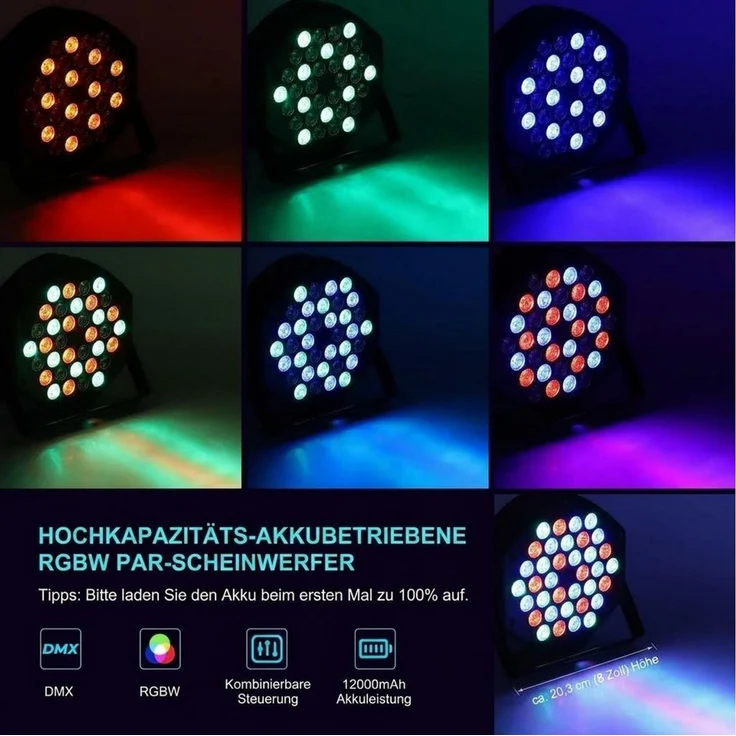 GarveeMore LED Discolicht 12W 36LEDs Disco Partylicht PAR-Scheinwerfer kabellos – Bild 2