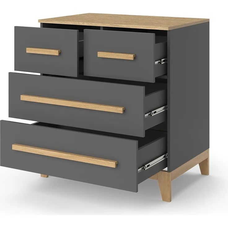 Kommode Malia Grau 80 x 88 cm mit 4 Schubladen Vitalispa – Bild 5