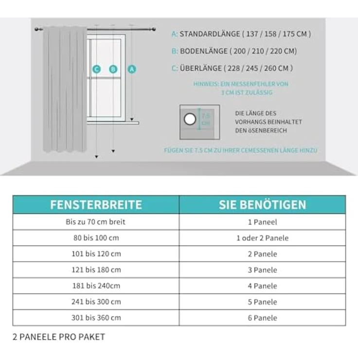 CUCRAF Leinenoptik Grau Voile Vorhänge mit Ösen Halbtransparent Gardine für Schlafzimmer Wohnzimmer H225 x B140cm 2er Set – Bild 7
