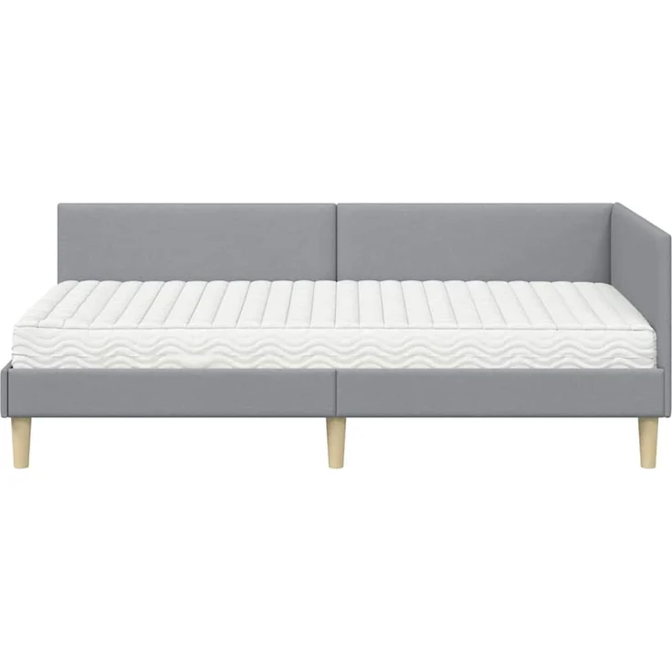 vidaXL Eckbettgestell mit Matratze 2 stk. Hellgrau 90 x 190 cm Stoff 3393733 – Bild 5