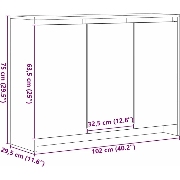 vidaXL Sideboard Schwarz 102 x 29,5 x 75 cm Holzwerkstoff 862084 – Bild 10