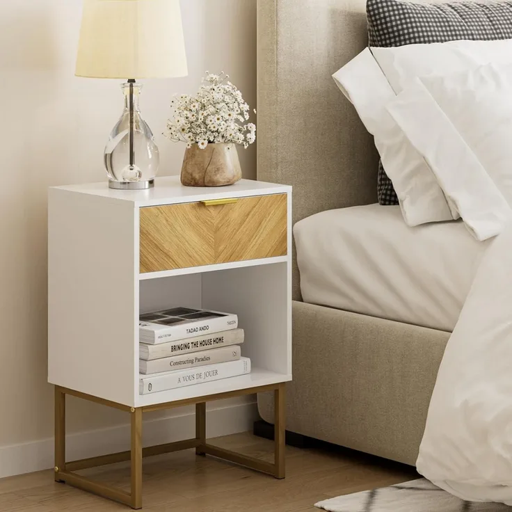 HEYZOEY Moderner Holz Nachttisch mit