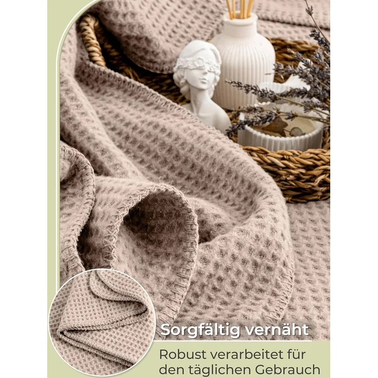 Wohndecke Wohndecke Waffelpique aus Baumwolle - Kuscheldecke, Baumwolldecke -, Laynenburg, Decke als Sofa-decke, Couchdecke, Wolldecke aus Baumwollmix – Bild 6