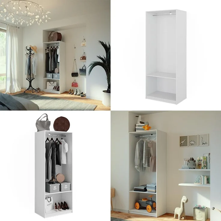 Kleiderschrank Elmo Weiß 80 x 200 cm Vicco – Bild 8