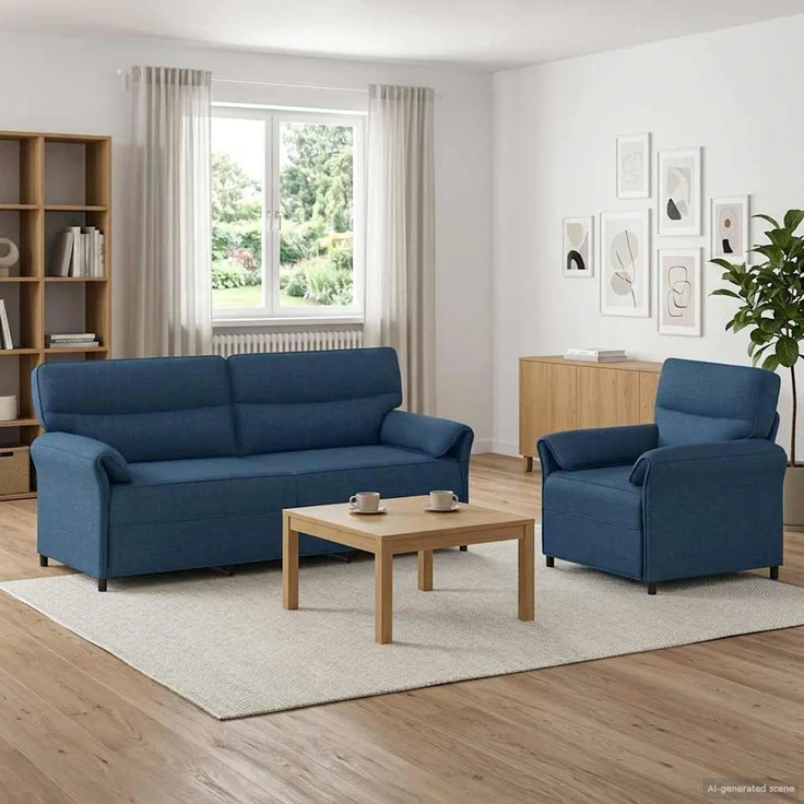 vidaXL Sofa Set 2 stk. Blau Stoff 3424879 – Bild 1