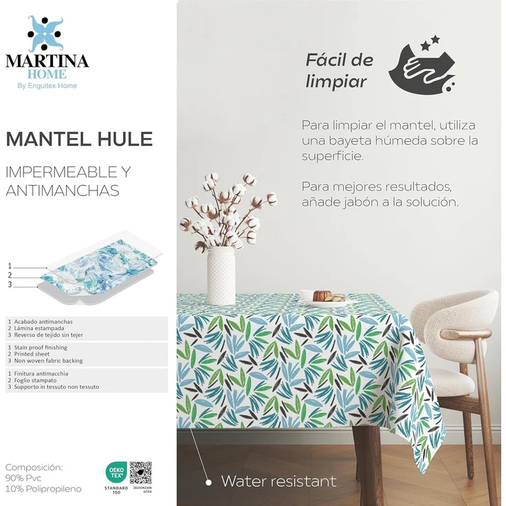 Martina Home Wachstuch-Tischdecke, ODET, Blau, 180x140 cm – Bild 5