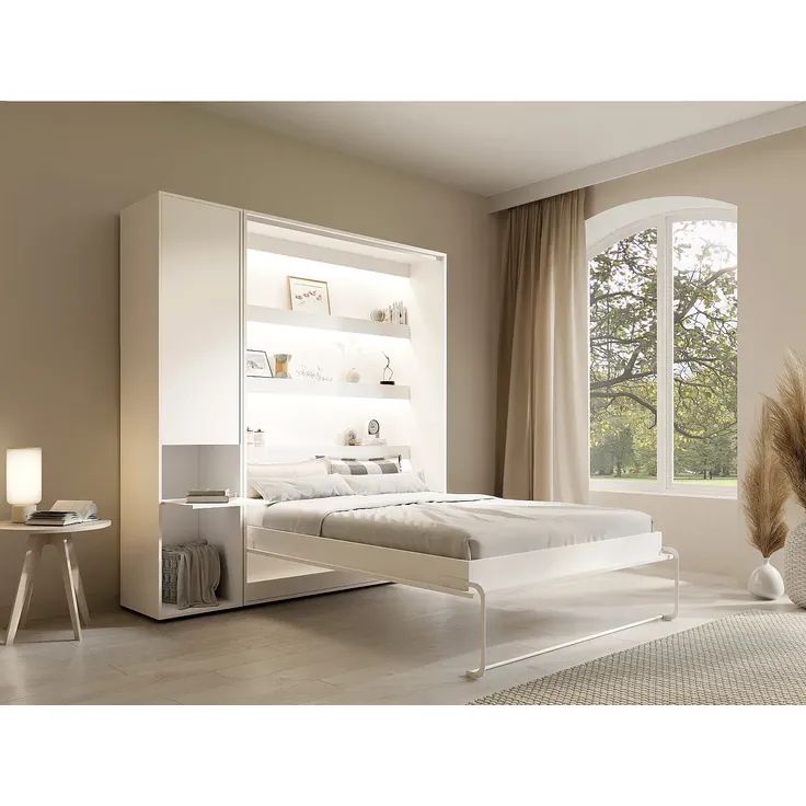 Vente-unique - RAPILI Bett Holz, Platte Weiß - B 50 cm239,2 cm x H 225,2 cm x L 209 cm