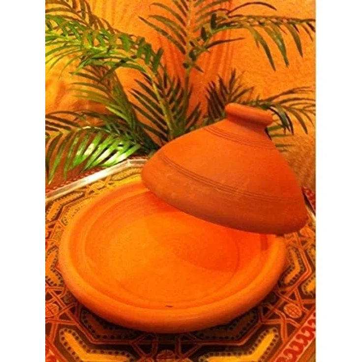 Marrakesch Orient & Mediterran Interior Dampfgartopf Marokkanische Tajine Tuareg - 25cm, inkl Stövchen, Lehm (1-tlg), Handarbeit – Bild 3