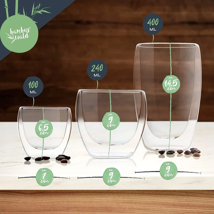 Kaffeeglas 100 ml Thermoglas handgemacht Borosilikatglas Klarglas – Bild 8