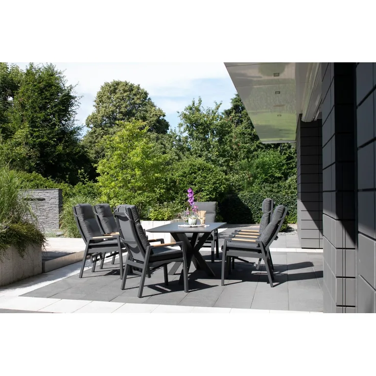 Gartenmöbelset Tisch Malaga eckig, 6er Set Dining Relaxsessel Sevilla