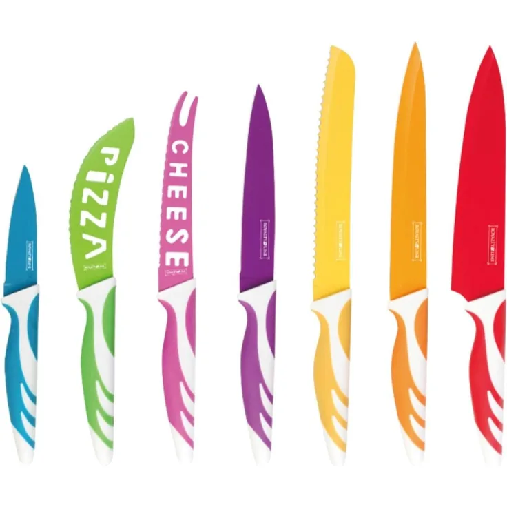 Royalty Line 7-Teiliges mehrfarbiges ergonomische Messerset mit rutschfeste Griffe