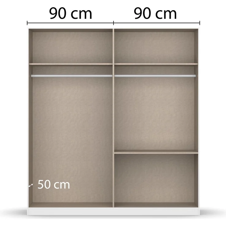 rauch Kleiderschrank, Drehtürenschrank COSTA, 4-türig, push-to-open, Eiche Artisan, 181 x 197 x 54 cm – Bild 5