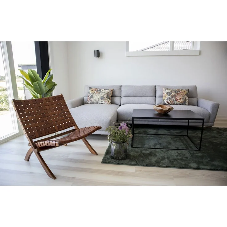 House Nordic Klappstuhl, Leder, braun, Beine aus Teakholz – Bild 7