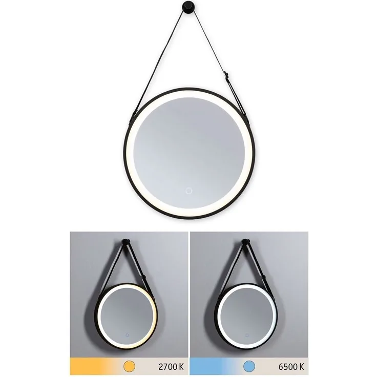 Paulmann 71092 LED Leuchtspiegel Miro IP44 Tunable White Schwarz 40cm 2700K