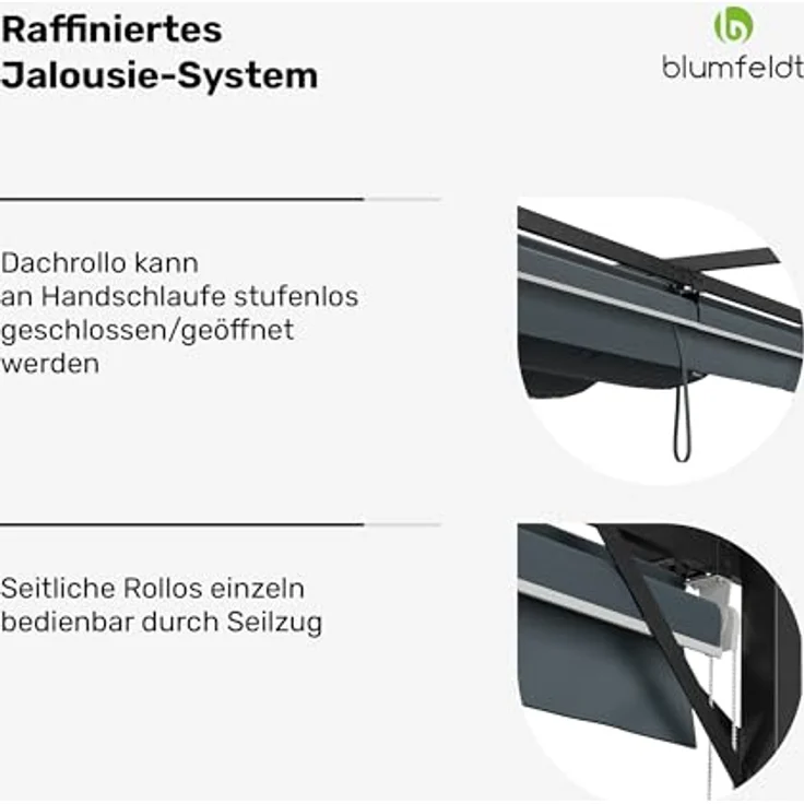 Blumfeldt Pergola 3x4 m, Wetterfestes Polyesterdach & Seitliche Jalousien, Pulverbeschichteter Stahlrahmen, Einfache Montage, Stabil & Winterfest Für Ganzjährigen Einsatz – Bild 5