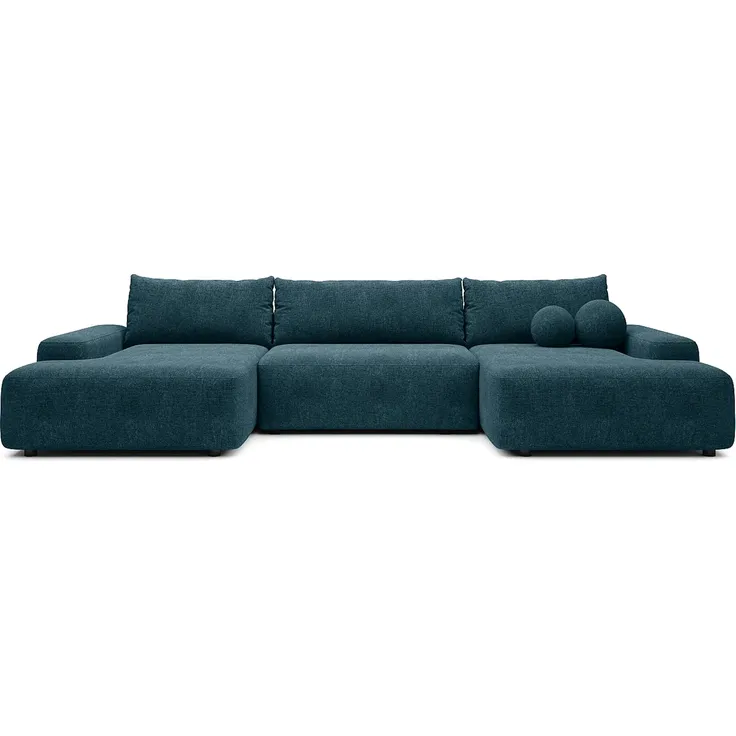 Vente-unique - DAVISO Sofa Stoff Blau - B 163 cm x H 87 cm x L 360 cm – Bild 2