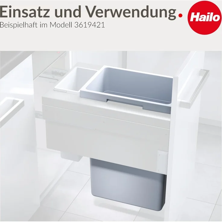 Hailo Inneneimer 38l aus Kunststoff signalgrau für ProfiLine Öko 35/XL – Bild 4