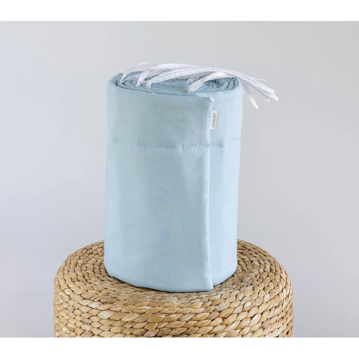 Loolay Bettnestchen HELLBLAU Blau Baumwolle Atmungsaktives Babybett Nestchen BETTUMRANDUNG, (Himmelblau GESCHENK Ausstattung für Neugeborene Babybett 140x70 o. 120x60 cm mit Sprossen, Umrandung Kopfschutz Bett Schutz Bettschlange 420, 360, 210, 180x30c... – Bild 3