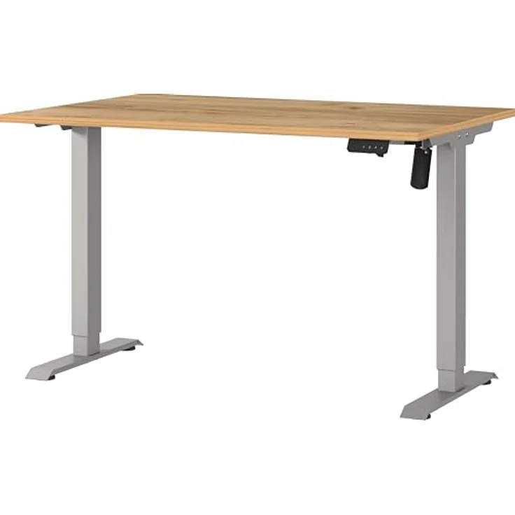 Germania Schreibtisch 8022-641, in Navarra-Eiche-Nb./Silber, elektr. höhenverstellbar, 120 x 119 x 80 cm (BxHxT) – Bild 2