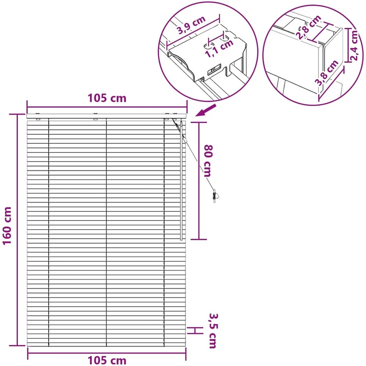 vidaXL Venezianische Jalousie Eichenoptik 105 x 160 cm 35 mm 42015342 – Bild 9