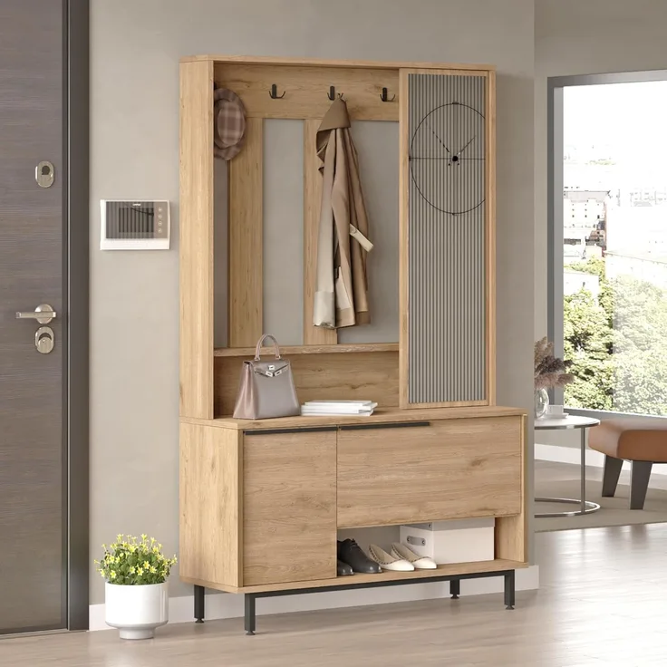 Kompaktgarderobe Vesanto 178x112x36 cm Eiche [en. casa]