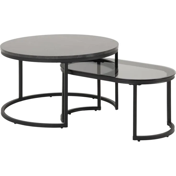 Satztisch SPIRO Metall Rauchglas Couchtisch Glastisch