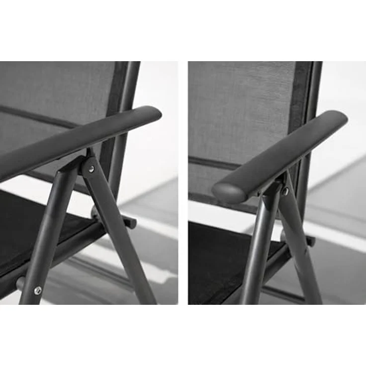 Mojawo Armlehnstuhl Garten Klappstuhl Aluminium - Textilen Anthrazit / Anthrazit – Bild 3