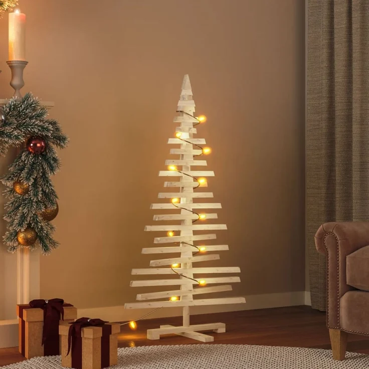 vidaXL Weihnachtsbaum Holz zum Schmücken 120 cm Massivholz Kiefer 357995 – Bild 1