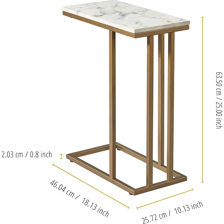 Versanora Marmo Modern Holz Marmoreffekt Beistelltisch Wohnzimmer VNF-00037 – Bild 3