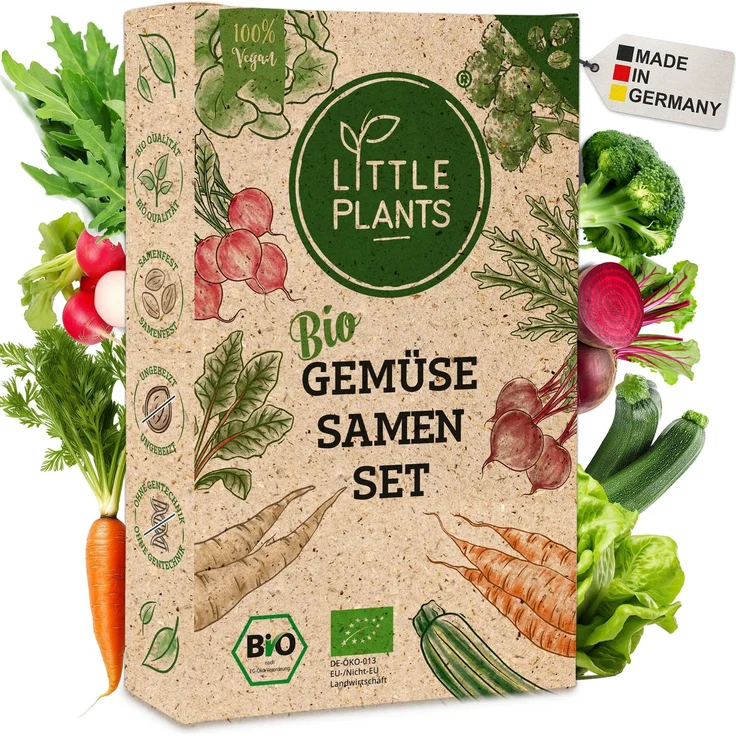 Bio Gemüsesamen Set - 12 Sorten Gemüse Samen, Saatgut für Garten Balkon Hochbeet und mehr - Pflanzensamen Set