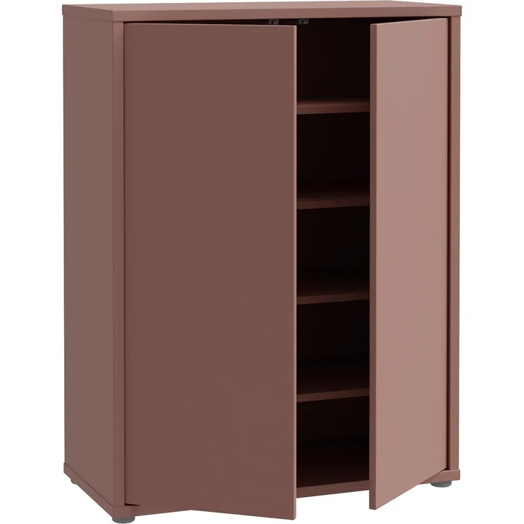 Forte ALICE SPRINGS Schuhschrank 70 80, moderner Flurschrank mit 2 Türen und 4 Einlegeböden, Holzwerkstoff, Terrakotta, 74,5 cm breit x 99,1 cm hoch x 34,9 cm tief – Bild 6