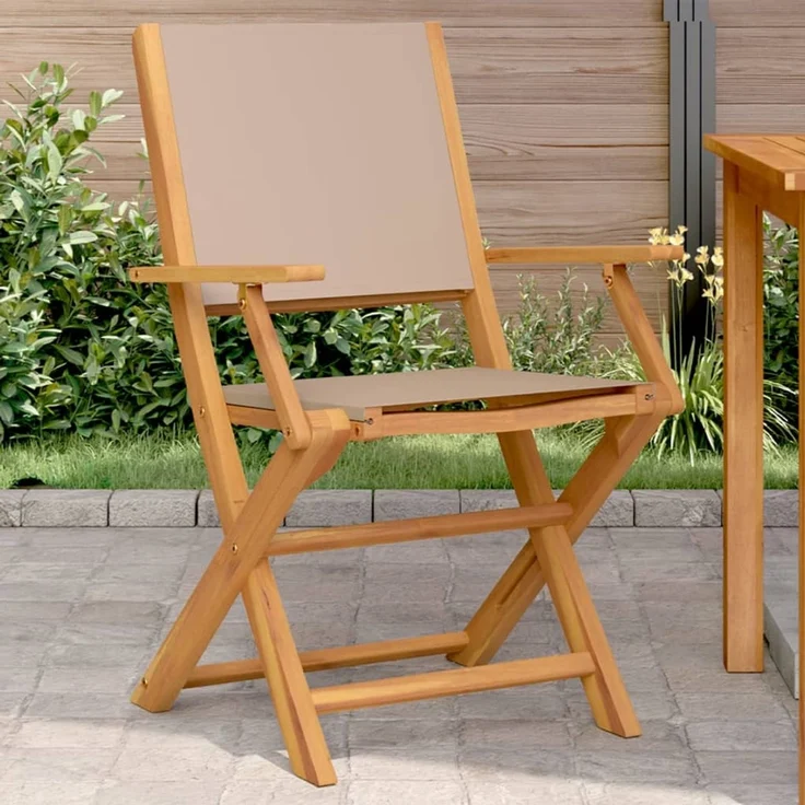 vidaXL Gartenstühle 2 Stk. Taupe Massivholz Akazie & Stoff 367671 – Bild 1