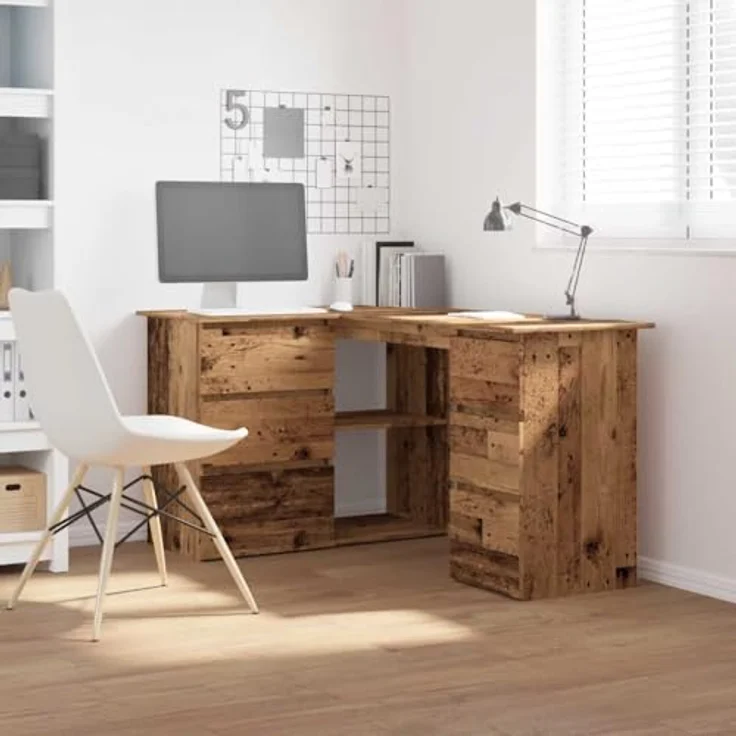 vidaXL Eckschreibtisch Altholz-Optik 145x100x76 cm Holzwerkstoff 855962 – Bild 3
