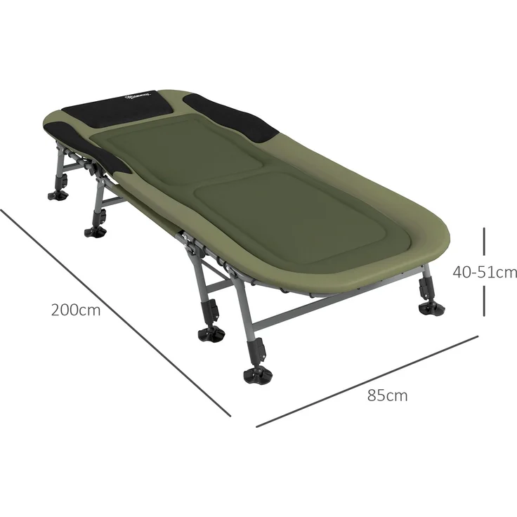 Outsunny Campingbett, Stahl, 600D Oxford, Grün, 200L x 85B x 40-51H cm – Bild 3