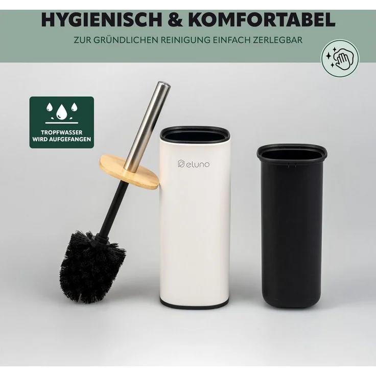 eluno Badaccessoire-Set Badezimmerset aus Metall und Bambus, 2 tlg. – Bild 4
