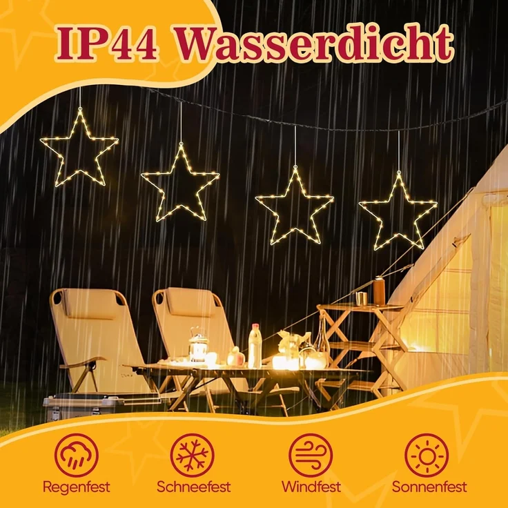 Salcar LED Stern LED Fensterdeko SternLED Weihnachtsstern Fensterlichter Weihnachtsdeko, LED fest integriert, Batteriebetrieben mit Timer, 8 Modi Weihnachtsbeleuchtung – Bild 3