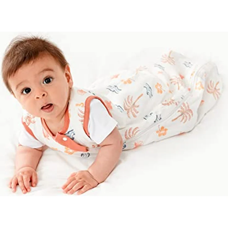 Duomiaomiao Sommerschlafsack Baby, Musselin Schlafsack 0.6 Tog, Baby Schlafsack neugeboren, Dünne Schlafsack Kinder（Kokosnuss-Hain-70） – Bild 3